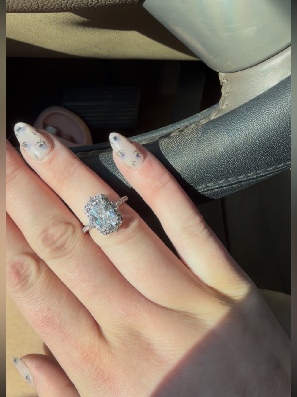 Antique Style Halo Engagement Ring - size 6
